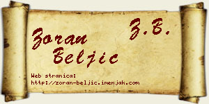 Zoran Beljić vizit kartica